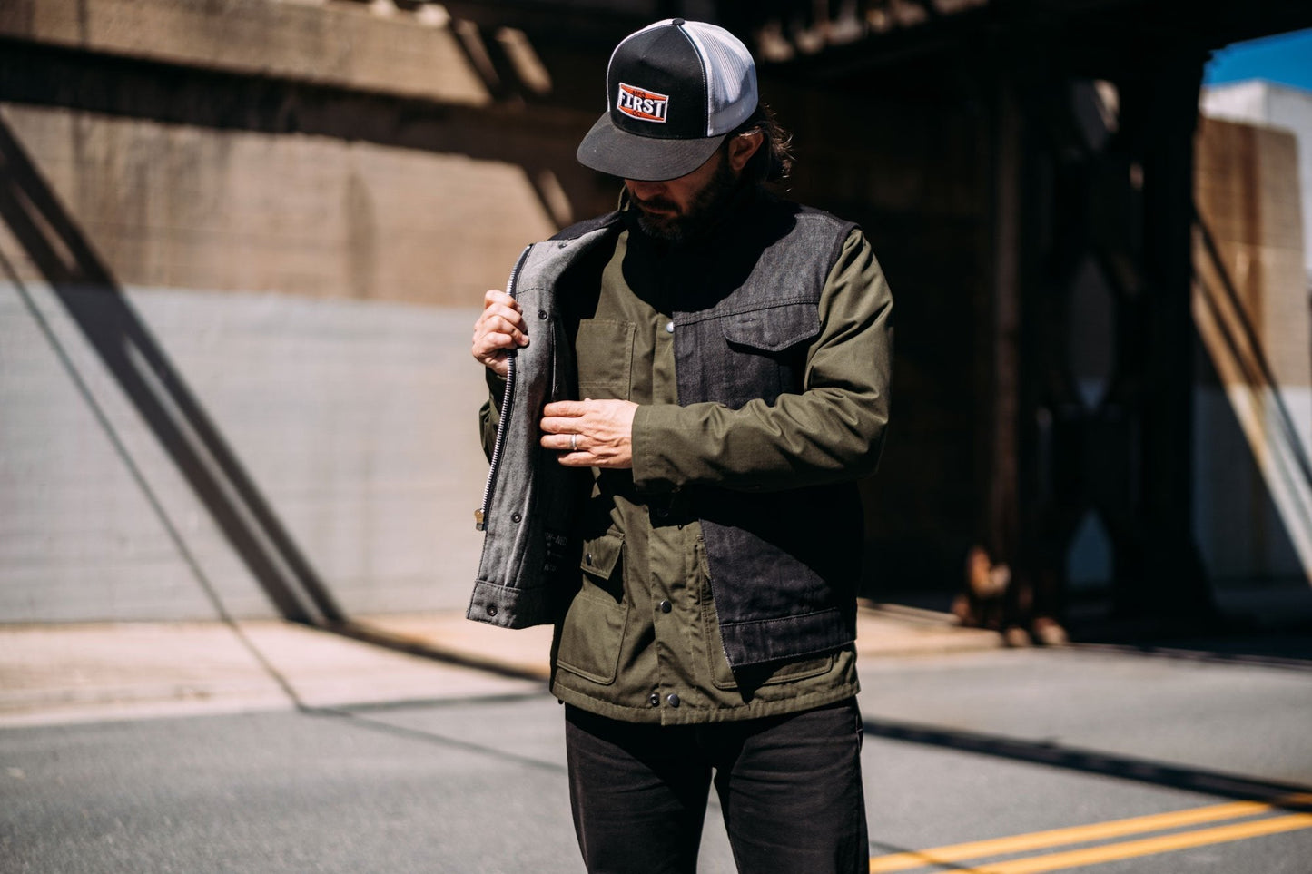 Haywood - Black Denim Men's Motorcycle Vest